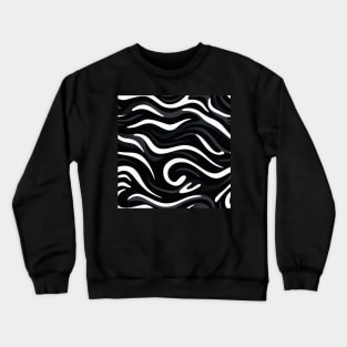 Monochrome Waves: Modern Abstract Ebb and Flow Crewneck Sweatshirt